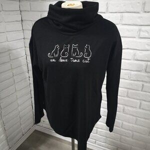 NWT Marie Claire Ladies Black Cowl Neck Long Sleeves Fleece Lined Top